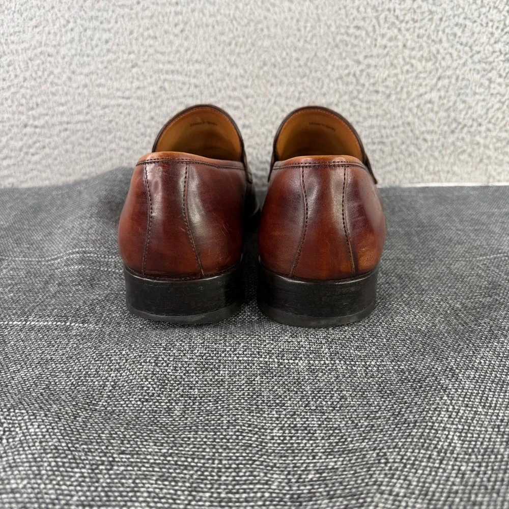 Magnanni Penny Loafers Mens 9.5M Cognac Brown Leather Slip On Dress Shoes Spain